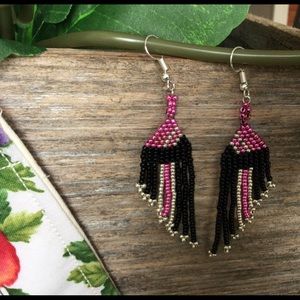 Beaded Dangle Earrings, 2.5 inches Long,